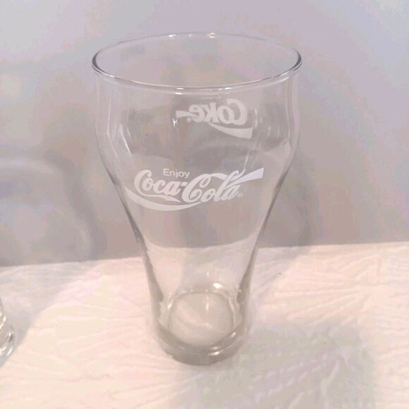 Set Of 4 Vtg Clear Coca-Cola "Enjoy Coke" Soda Fountain Glasses Tumblers 16oz - Picture 2 of 14